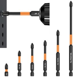 SULIUDAJI 6 Pieces Long Bits Hex Set Magnetic Screwdriver Bits Screwdriver Joint for DIY Woodworking 25mm/50mm/65mm/70mm/90mm/150mm, black