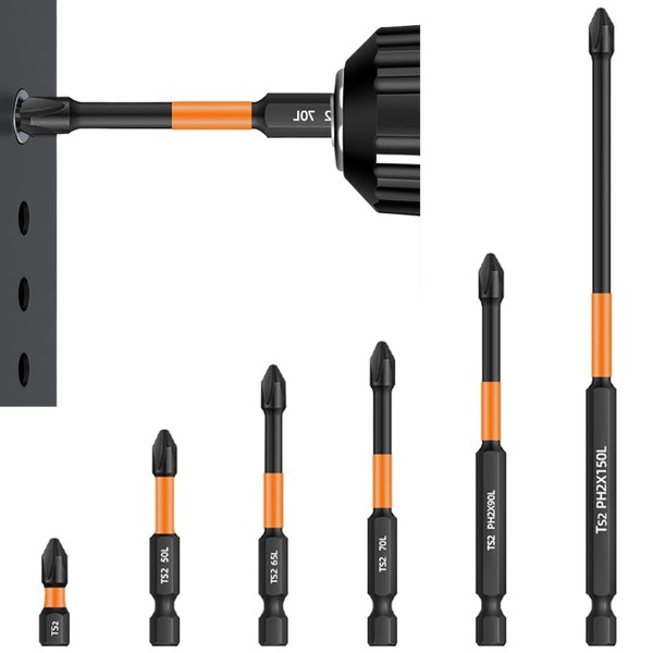 SULIUDAJI 6 Pieces Long Bits Hex Set Magnetic Screwdriver Bits