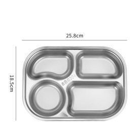 Yanhalo 2 Pack Divided Plate, 4 Sections 304 Stainless Steel Divided Dinner Tray for Adults, Kids, Campers, Bus Shape Divided Platter for Lunch, Portion Control, Camping, BPA Free