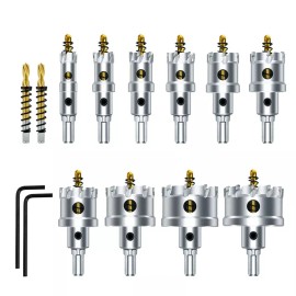 CHUSYYRAY TCT Hole Saw Kit 16mm-54mm Tungsten Carbide Tip Hole Cutter for Hard Metal