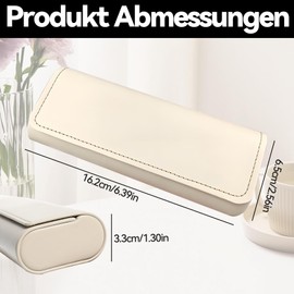 HAFRILY Glasses Case Hard Case, Portable Glasses Case, Leather, Glasses Box Made of PU Leather, Protection Against Pressure, Lightweight Travelling Metal for Men and Women (Beige), beige