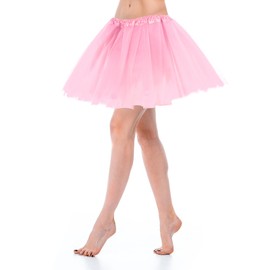 Women's Tulle Skirt Teen Adult Classic Elastic 3 Layered Tulle Tutu Skirt for Dress-up Parties Dancing for Women (Pink)