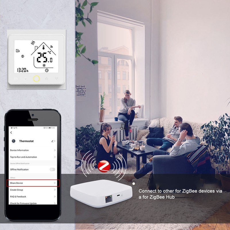 Intelligent Thermostat Mobile App Voice Control Electric Heating Thermostat Remote