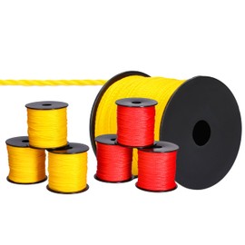 ToolSpace 6 x Mason's Cord Construction Cord, 100 m x 1.6 mm, 3 x Red, 3 x Yellow, Polypropylene Silk, Guideline Cord, Plumb Cord, Thick Paving Cord, Durable and Tear-Resistant, Masonry Cord for