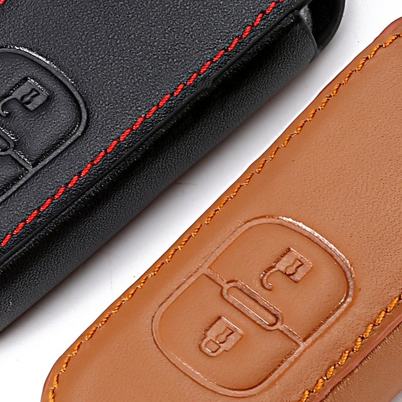 Happyit Leather Car Key Fob Cover Case for Mazda 2
