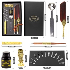 Calligraphy Set For Beginners, Calligraphy Pens for beginners, Calligraphy Pen Set, Calligraphy Kit for Beginners, feather pen, quill pen, quill and ink set, Wooden Feather Pen with Wax Stamp Set