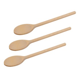 25 cm Long Wooden Spoons for Cooking - Oval Wood Mixing Spoons for Baking, Cooking, Stirring - Sauce Spoons Made of Natural Beechwood - Set of 3
