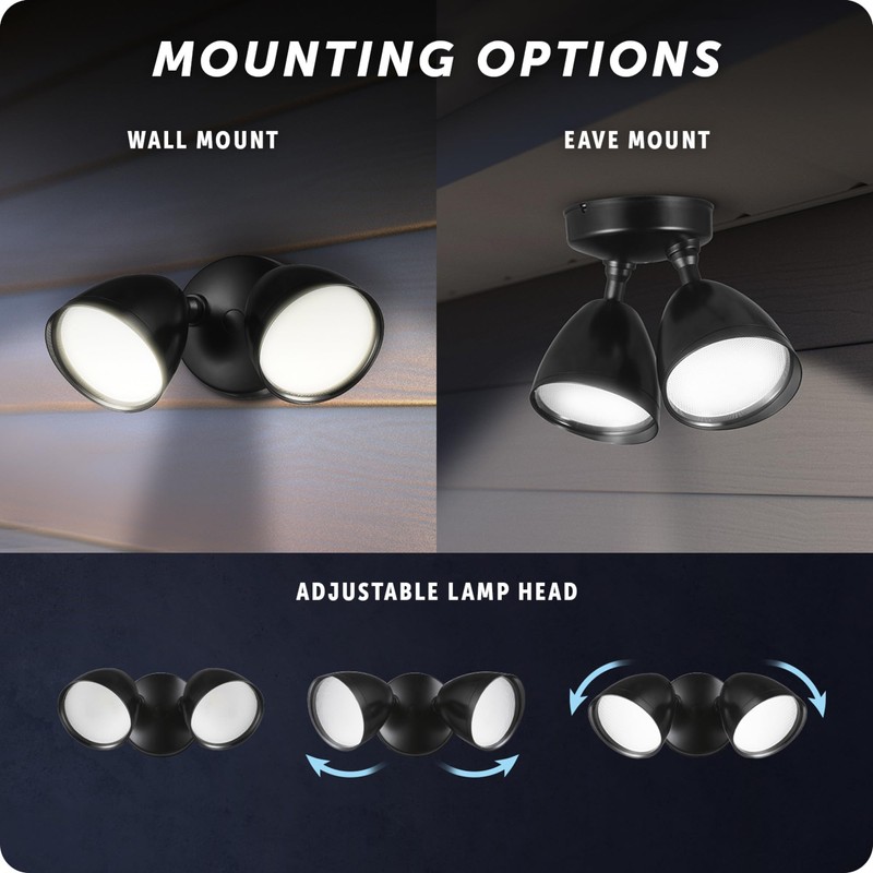 Globe Electric 17000186 20W Twin Head Black 1600 Lumens Wall