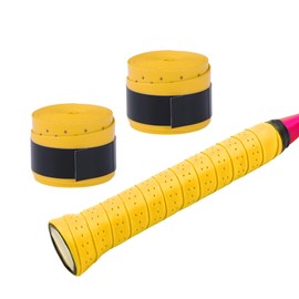 CAPASTEC Tennis Badminton Grip Tape, Set of 2, Perforated Grip Tape, Breathable, For Fishing Rods, Bicycles, Baseball, Rackets, Wet Type, Yellow