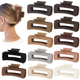 4.1 Inch Large Hair Claw Clips 12 Pcs Big Claw for Thick Hair Square Hair Clips Jumbo Jaw Clips Bulk Hair Accessories for women and Girls (Regular)
