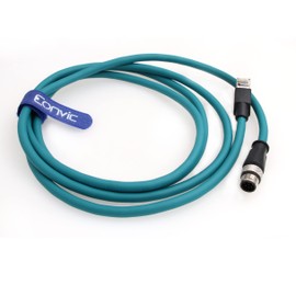 Eonvic M12 to RJ45 Industrial Ethernet 8 Pin A Code Sensor Connector Gigabit Ethernet Cat-6 Highly Flexible Shielded Cable for Cognex Industrial Camera (2m, Blue)