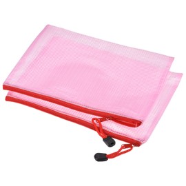 MECCANIXITY Mesh Zipper Bags, A5 Size File Document Pockets Bill Pouch Folders for Office Home Supply, Pink Pack of 3