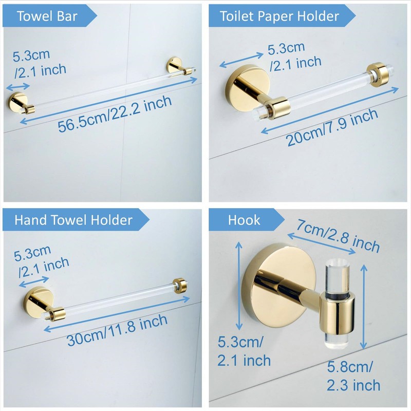 Bathroom Hardware Set Acrylic Gold - Bathroom Accessories Set Towel