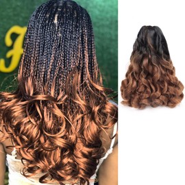 EFFGOCO Short French Curl Braiding Hair 8 packs 10 Inch Spanish Curly Braiding Pre Stretched Hair Yaki Texture French Curl Crochet Braids Synthetic French Curly Braiding Hair Extensions (10Inch, B29)