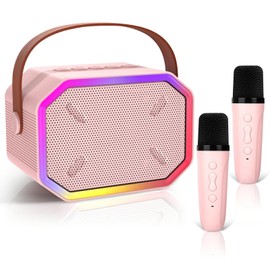 TI-TOO Karaoke Machine for Kids, Portable Bluetooth Karaoke Machine with 2 Microphones for Kids Adults Toddler. Christmas Toys for 3 4 5 6 7 8 9 10 11 12 Year Old Birthday Gift.(PINK)