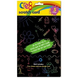 BG Kids Arts & Crafts Black Scratch Art Rainbow Card A5 - Set of 5 Sheets
