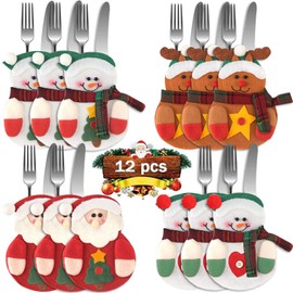 HUHUDAY Christmas Cutlery Holder, Pack of 12 Santa Claus, Cutlery Bag, Christmas Table Decoration, Table Decoration, Cutlery Bags, Decorate Various Christmas Props