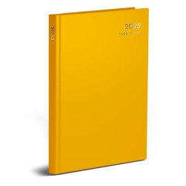 2025 A4 Day to Page Appointment Diary With Hour Slot Personal Organiser Planner Hardback Half Page on Saturday & Sunday (Yellow)