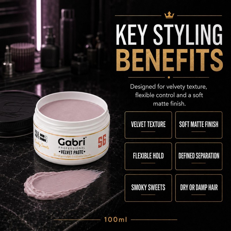 Gabri Matte Clay Velvet Paste S6 100ml, Flexible Hold, Hair