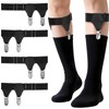 Classicseali Pack of 4 Men's Sock Holders, Adjustable Elastic Garters