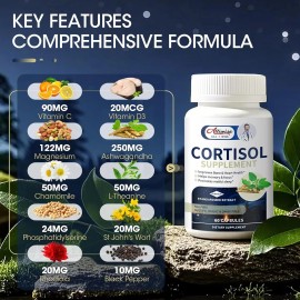 Alliwise Cortisol Supplement Ashwagandha L-theanine Relieve Stress w/Magnesium, Rhodiola