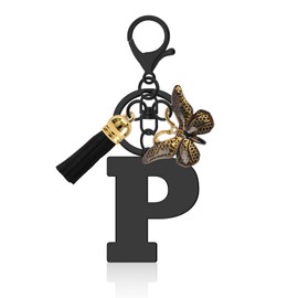 Vadaka Alphabet Initial Letter Keychain Initial Letter Keyring Tassel Pendant Keyring Keychain Key Ring for Women Men Key chain for Wallet Purses Letter Stainless Steel Keyring A-Z Letter Keychain