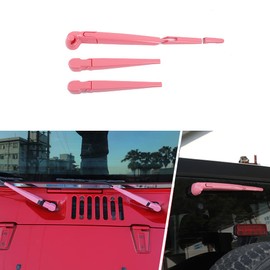 Kowsoo ABS Front&Rear Window Windshield Wiper Blades Trim Kit Cover for Jeep Wrangler JK Accessories 2007-2017 (Pink)