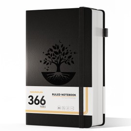 NORDUN Lined Journal Notebook - Large A4 Thick Hardcover Journal 366 Pages,100gsm Thick Lined Paper Notepad for Writing,No bleed Paper,Leather Notebook for Men Women School Office Home-Black