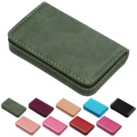 JONYEE Business Credit Card Holders, Magnetic Sealing Anti Drop, PU Leather Debit Card Protector Organizer Case (Blackish Green)