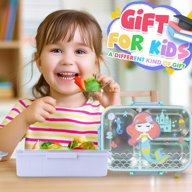 PinkSheep Bento-Lunchbox aus Edelstahl für Kinder (Mermaid)