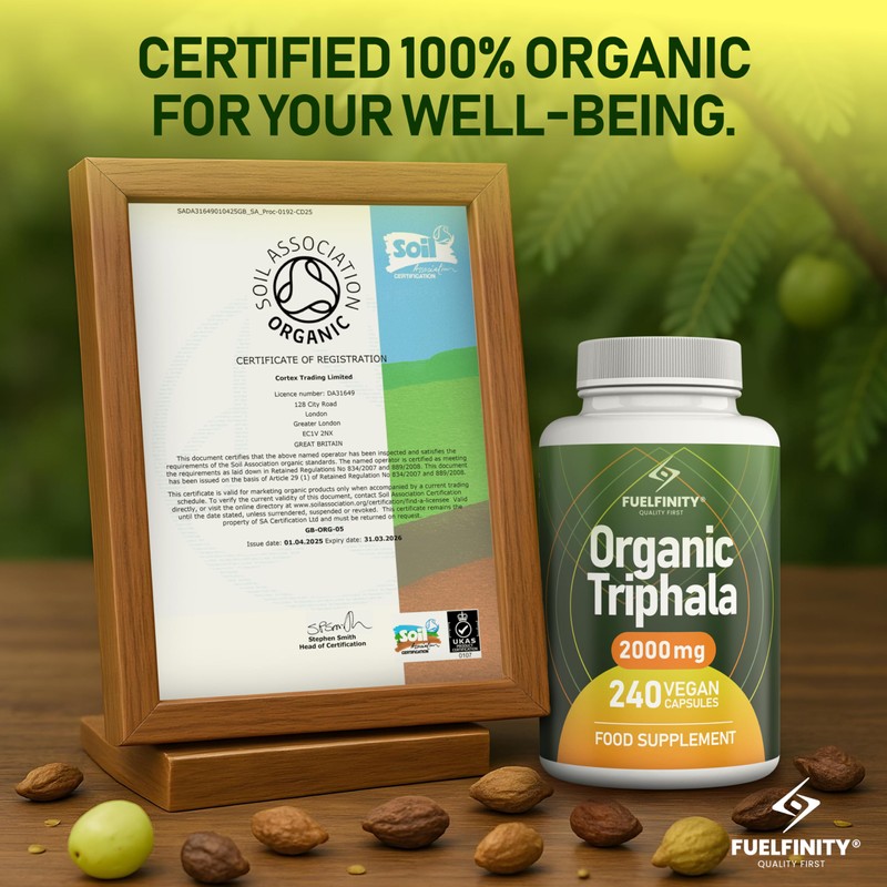 Triphala Powder Organic Capsules - 2000 mg - 240 Capsules