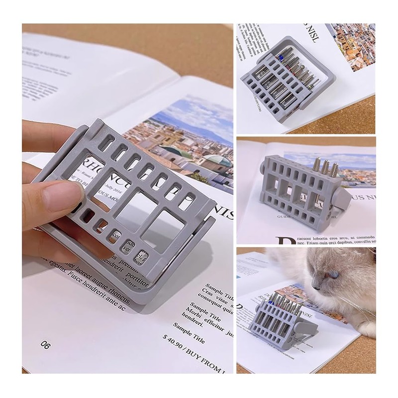 KOOBOOK 2Pcs 16 Holes Acrylic Nail Art Drill Bit Holder