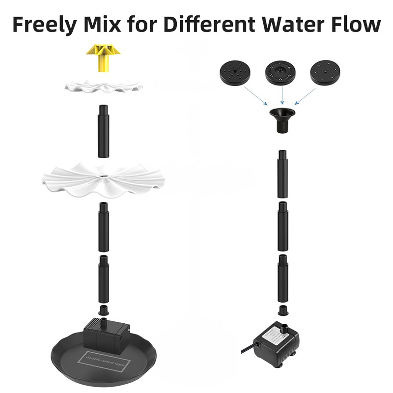 6W Solar Fountain Pump for Bird Bath with 9 Nozzles