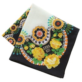 Blooming 000760-0001-01 Anna Sui Large Print Handkerchief (Approx. 22.8 inches (58 cm), Ecott Series (Yellow), Women's, Handkerchief, Approx. 22.8 inches (58 cm),, yellow