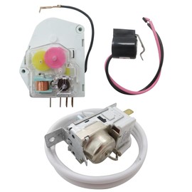 INGQI 2198202 Cold Control Thermostat W10822278 Defrost Timer W10225581 Bimetal Thermostat Refrigerator Defrost Repair Kit Fit for Whirlpool Fit for Kenmore Fit for KitchenAid Fridges