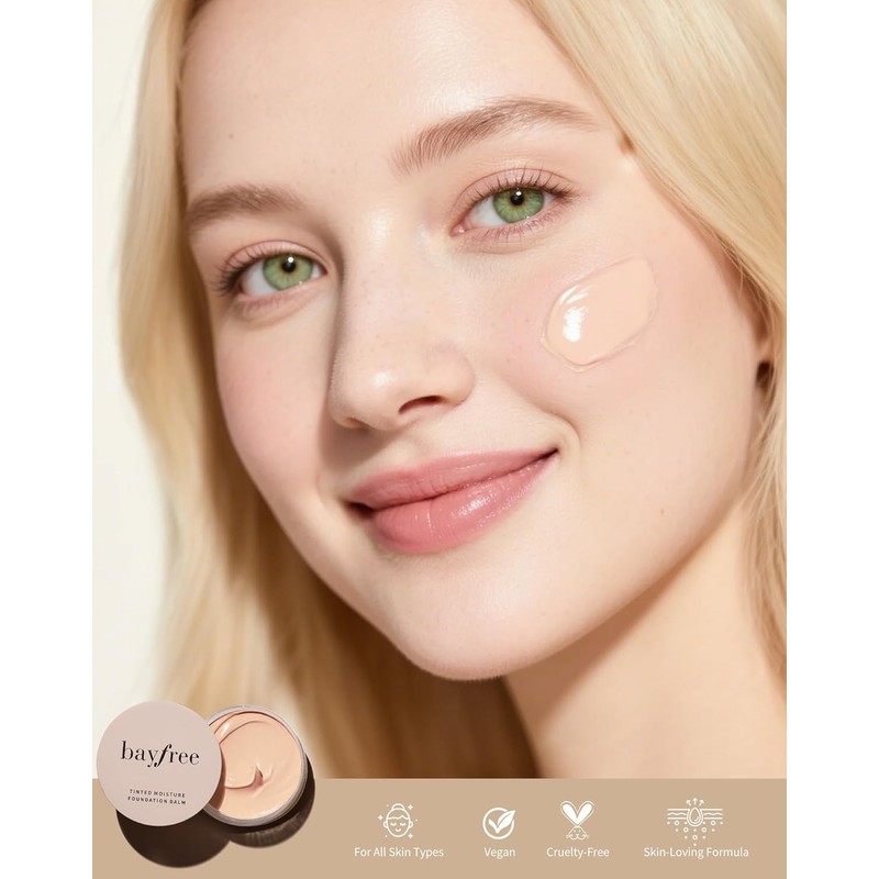 bayfree Tinted Moisture Foundation Balm, Foundation 24-Hour Long-Term Hold, Moisturiser,