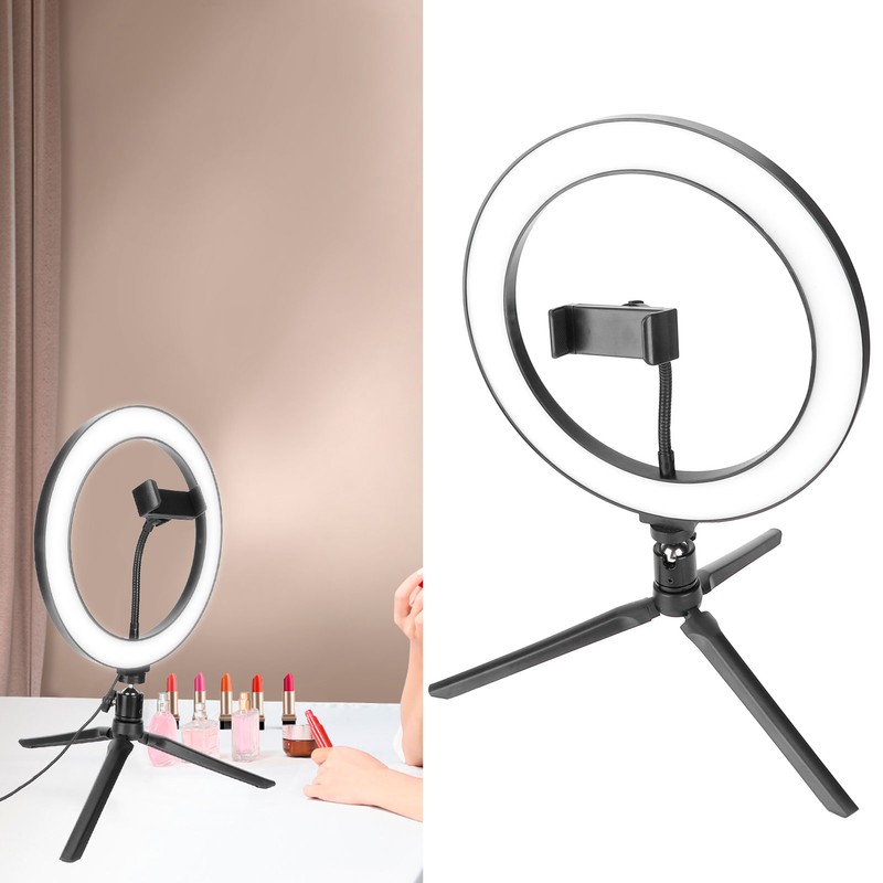 LED Ring Light 10 Levels Dimming Desktop Fill Lamp with