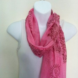"Handmade" Om Hippie Yoga Scarves Light Meditation Prayer Pink Cotton Scarf Handmade Nepal