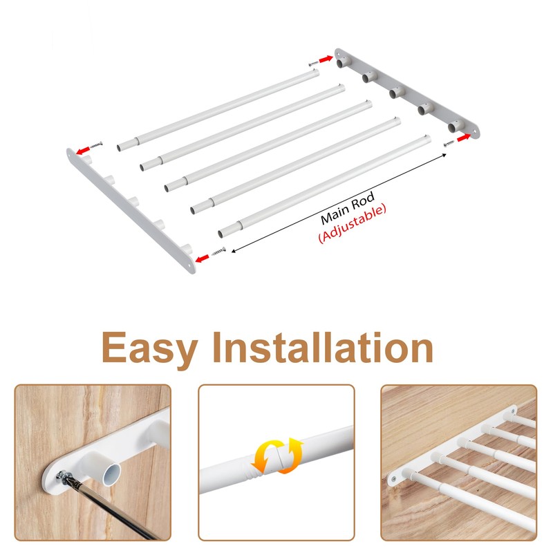 FIRJOY Expandable Wall-Mounted Closet Shelf Organizer, Adjustable Storage Rack, Heavy