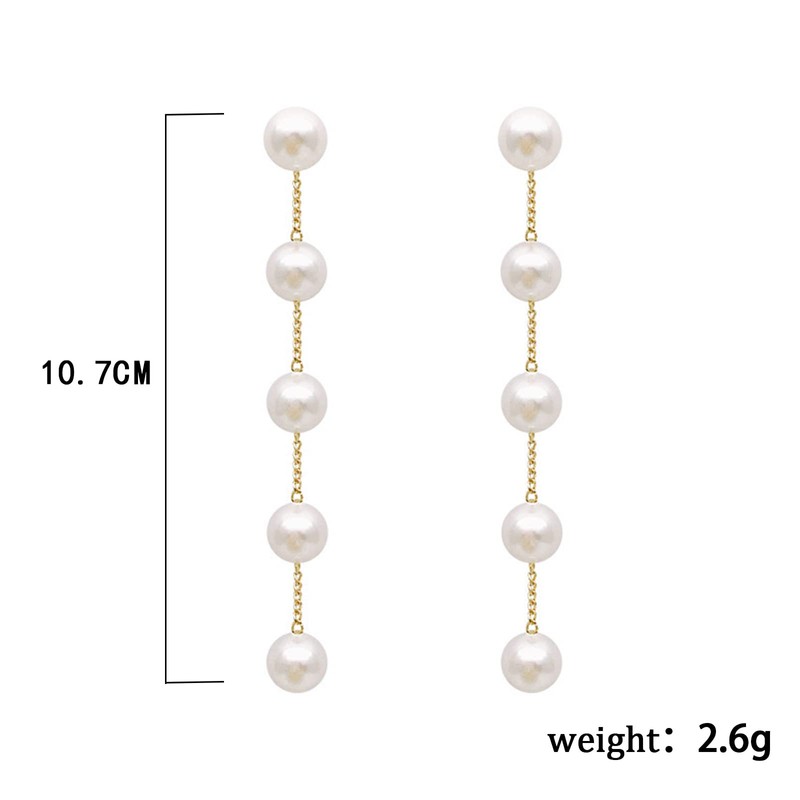 Cimenexe Bohemian Gold Pearl Earrings Dangle Retro Wedding Pearl Threader