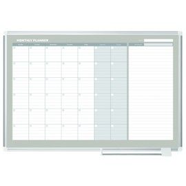 MasterVision Planning Board Magnetic Dry Erase, Monthly Calendar Board with Aluminum Frame, 36" x 48"