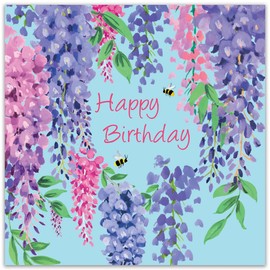 Twizler Female Birthday Card for Women - Wisteria - Floral Happy Birthday Card for Her