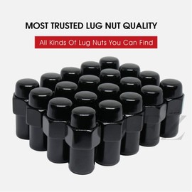 Cragar Standard Mag Lug Nut 1/2"-20 Black with Black Standard Washer Set of 20 Pcs
