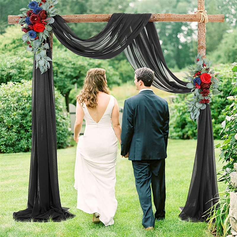 Black Backdrop Curtain Chiffon Drapes 2.5ft x 20ft Wedding Arch