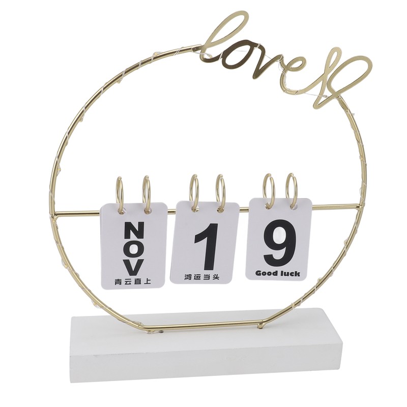 Metal Desk Calendar Modern Creative Tabletop Flip Calendar with LED