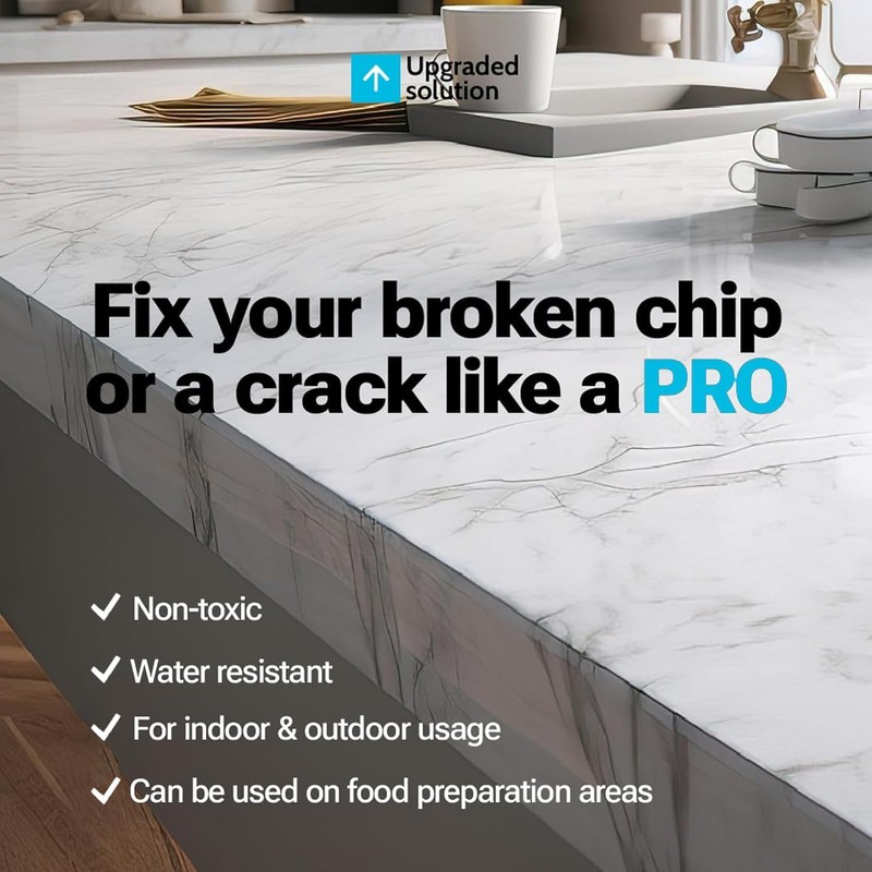 Granite, Marble & Porcelain Repair Kit (Clear, Black & Acrylic)