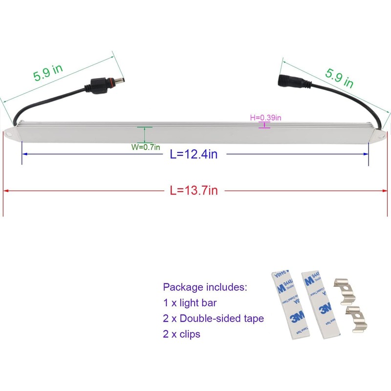 LEDENET® 12" 6500K-7000K White Super Bright 18LEDs 5050 Aquarium LED