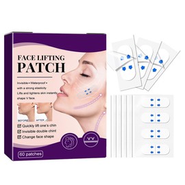 60 Pcs Face Lift Tape Elasticity Tighten Lift Patches Face Tape Lifting Invisible V Line Shape Anti Wrinkle Tape for Jowl Lift Face Lift Anti Wrinkle Eye Chin Lift