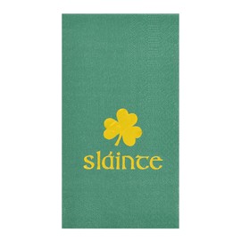 100Pcs St. Patrick's Day Guest Napkins Slainte Cheers Disposable Paper Napkins Green Gold Foil Lucky Shamrocks Bathroom Dinner Hand Towels for Irish Celebration Events Party Supplies