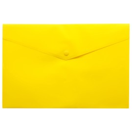 eco-eco A5 50% Recycled Clear Snap Button Plastic Document Wallet (Pack of 5), Yellow, eco075YELLOW